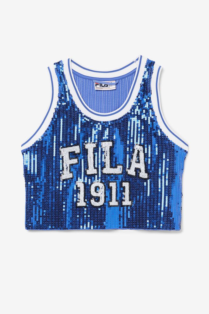 Fila Tank Top Kiki Glam Crop Jersey Womens Blue - India SFR-291873